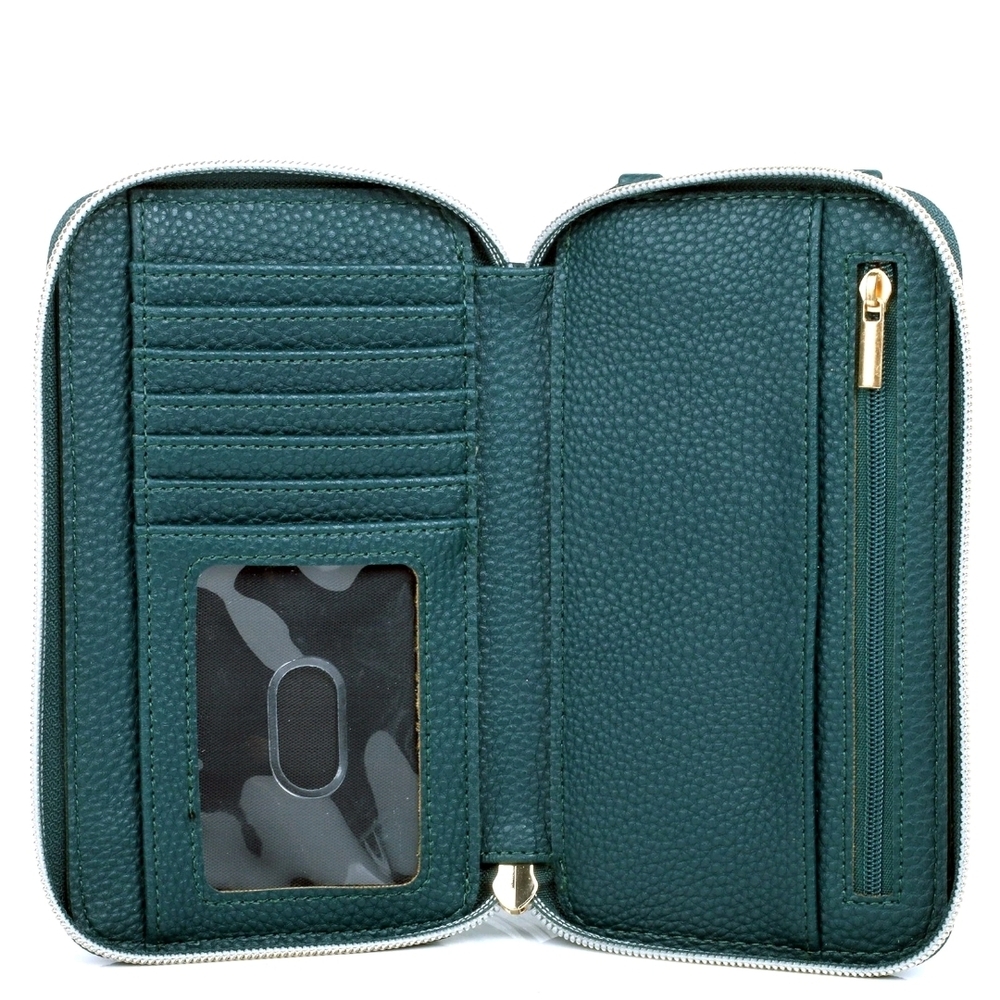 Julia Burton Teal Vegan Leather RFID Crossbody Phone Wallet Bag NWT